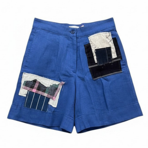 LEKAT DUA Blue Patchwork Short Pants