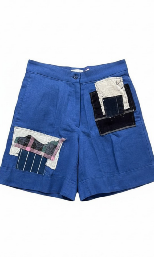 LEKAT DUA Blue Patchwork Short Pants