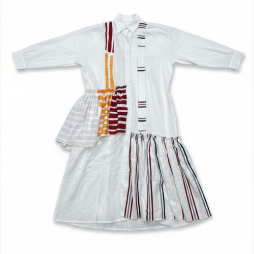 LEKAT DUA White Dress With Patchwork