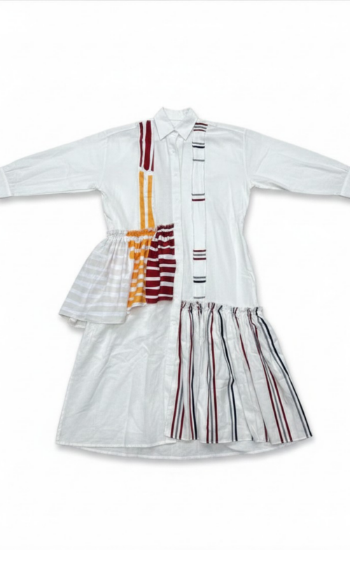 LEKAT DUA White Dress With Patchwork