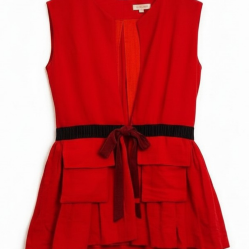 LEKAT DUA Orange Linen Vest