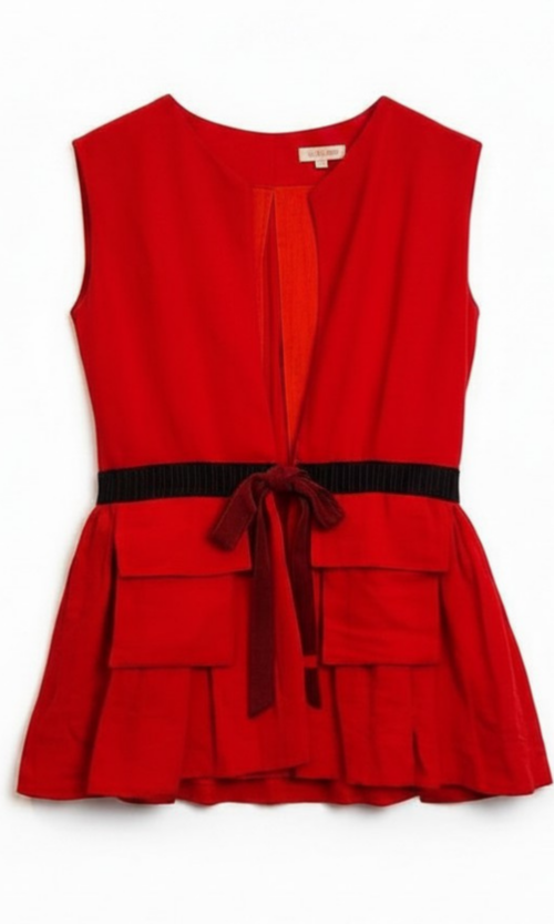 LEKAT DUA Orange Linen Vest
