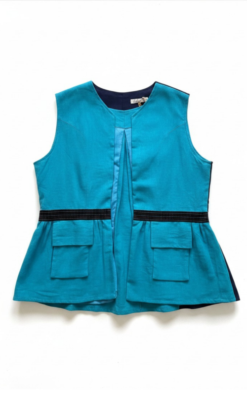 LEKAT DUA Turquoise Linen Vest