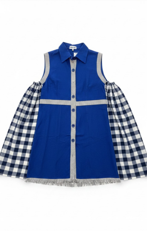 LEKAT DUA Upcycle Linen Dress in Navy