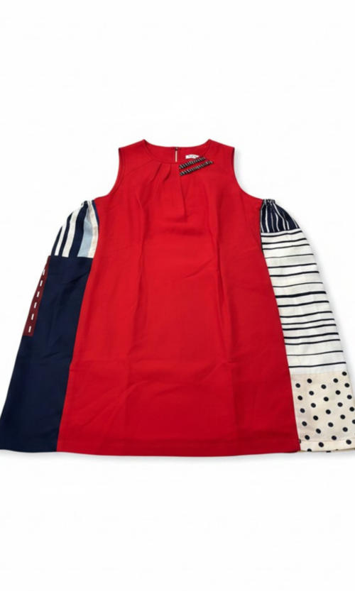 LEKAT DUA Upcycled Linen Dress in Vermilion