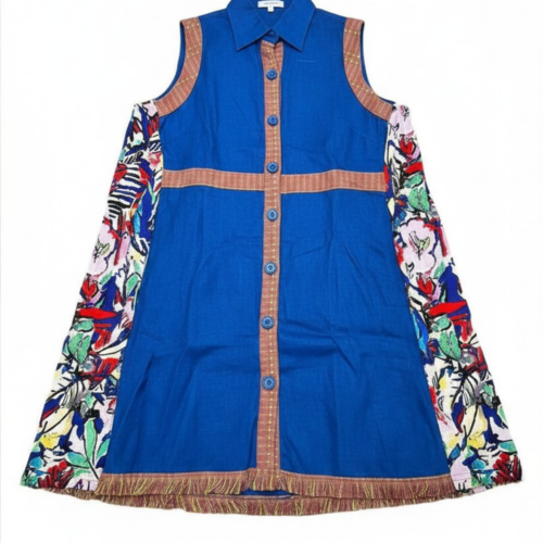 LEKAT DUA Upcycle Linen Dress in Navy
