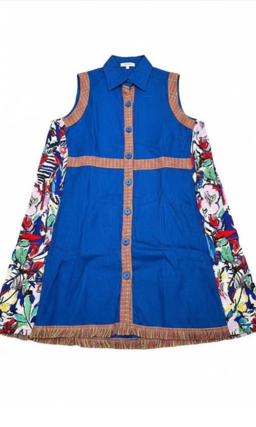 LEKAT DUA Upcycle Linen Dress in Navy