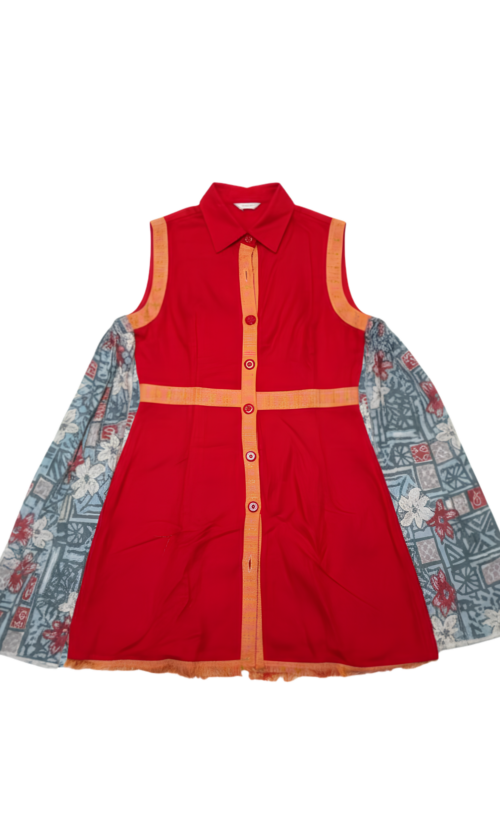 LEKAT DUA Upcycle Linen Dress in Vermilion