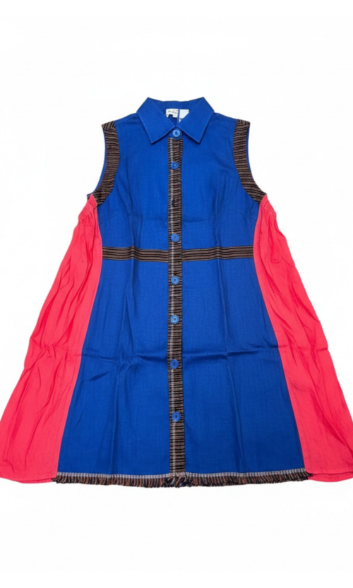 LEKAT DUA Upcycle Linen Dress in Navy
