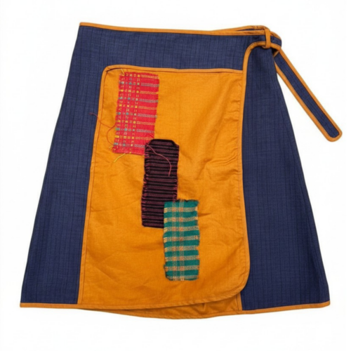 LEKAT DUA Wrapped Mini Skirt With Patchwork