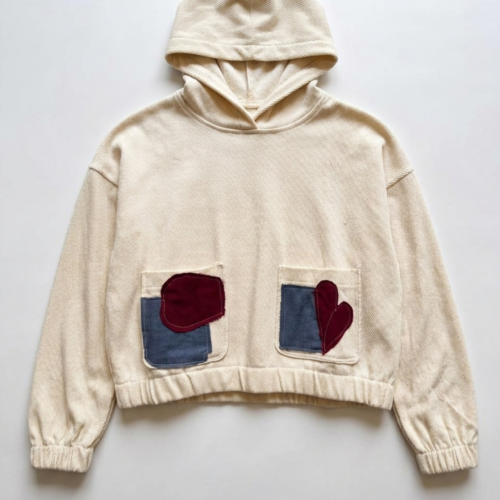LEKAT DUA Patchwork Cropped Hoodie