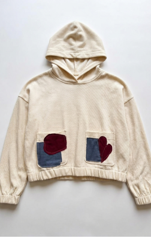 LEKAT DUA Patchwork Cropped Hoodie