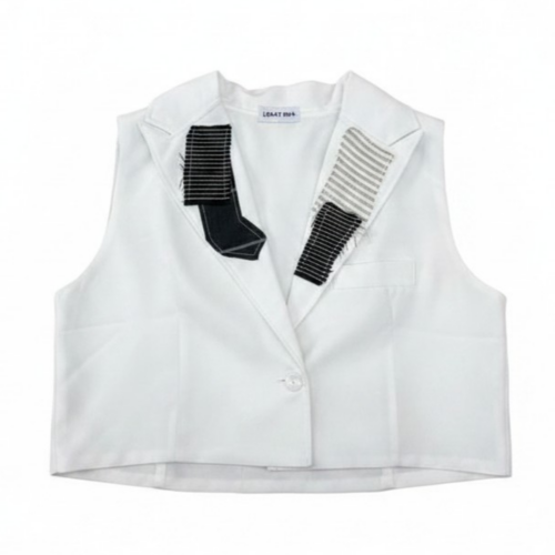 LEKAT DUA White Linen Vest