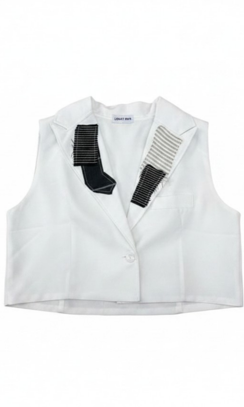 LEKAT DUA White Linen Vest