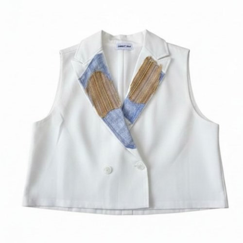 LEKAT DUA White Linen Vest