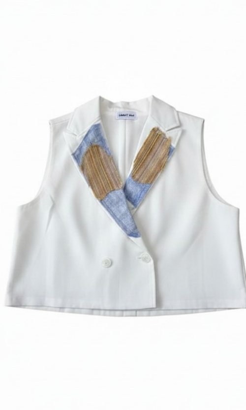 LEKAT DUA White Linen Vest