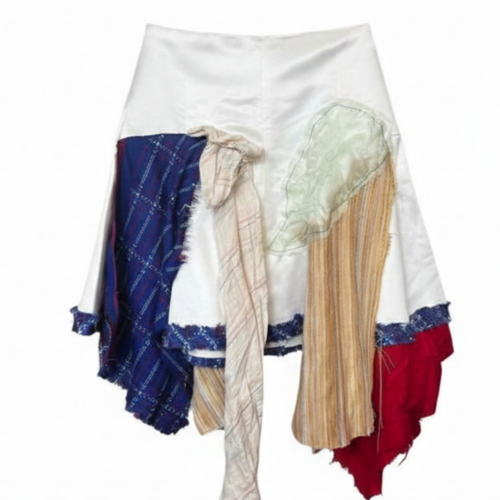 LEKAT DUA White Patchwork Skirt