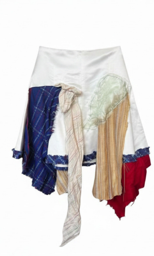 LEKAT DUA White Patchwork Skirt
