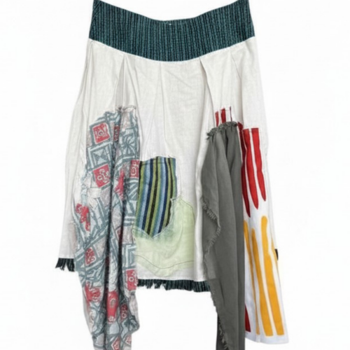 LEKAT DUA White Patchwork Skirt