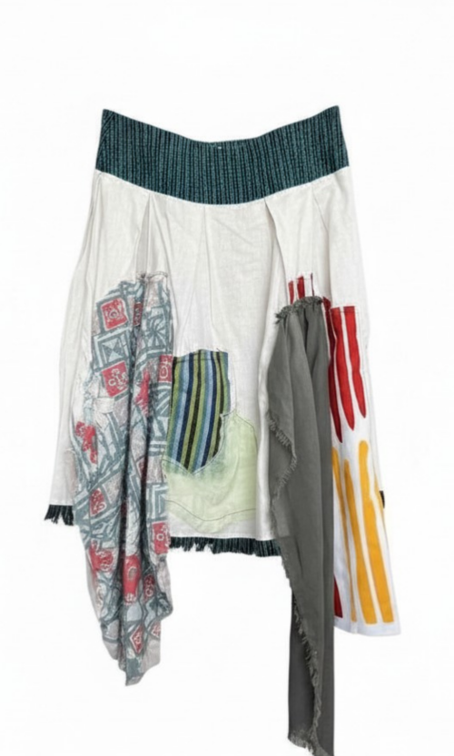 LEKAT DUA White Patchwork Skirt