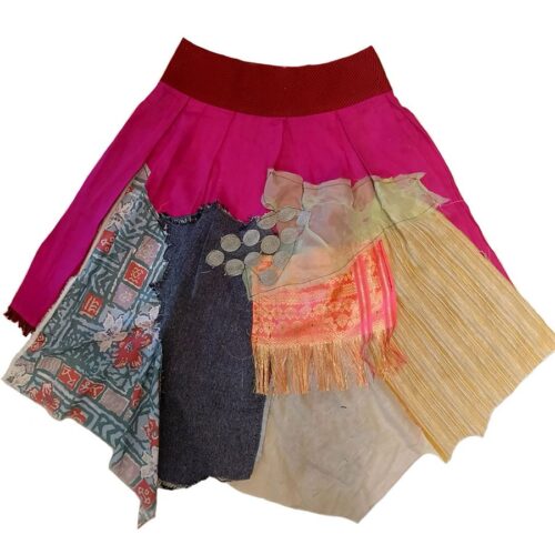 LEKAT DUA Pink Patchwork Skirt (Big Size)