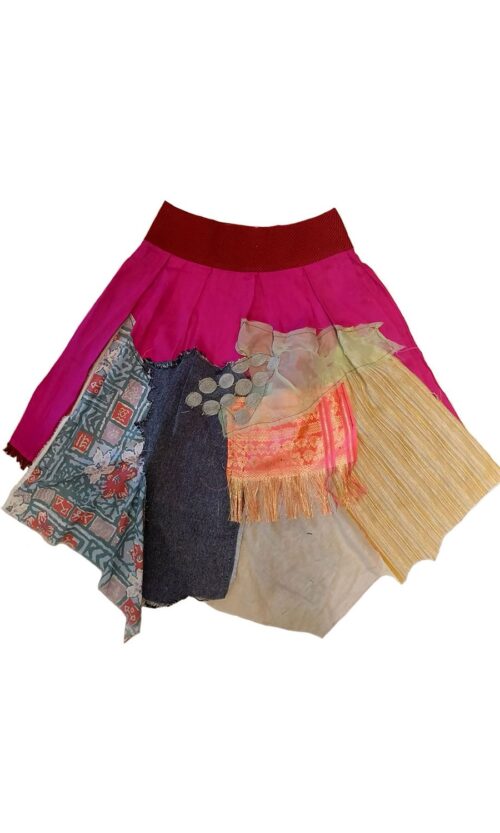LEKAT DUA Pink Patchwork Skirt (Big Size)