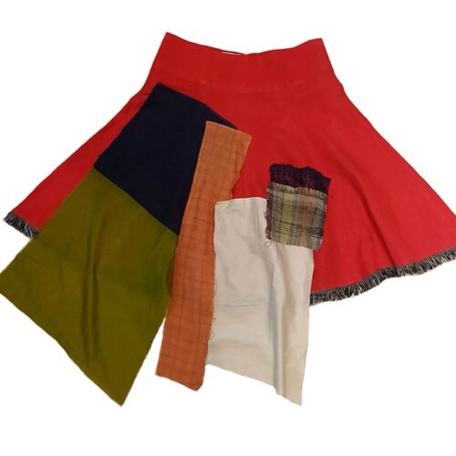 LEKAT DUA Orange Patchwork Skirt