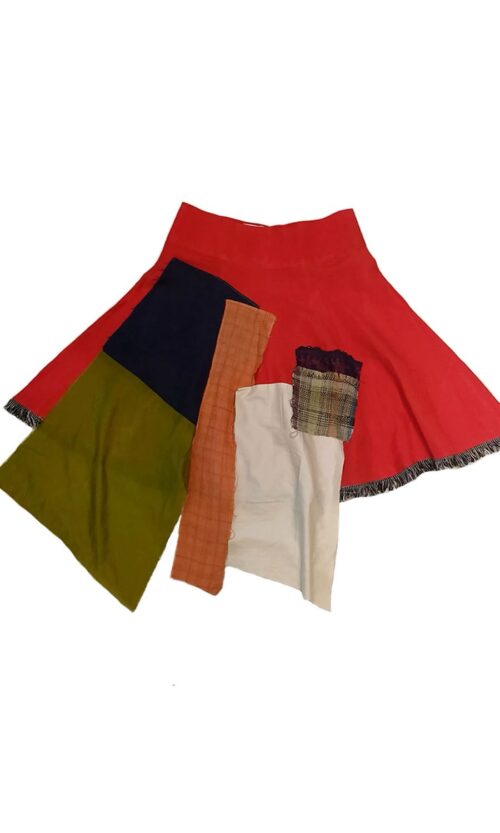 LEKAT DUA Orange Patchwork Skirt