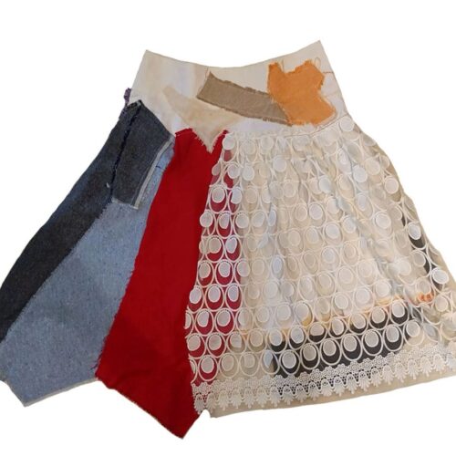 LEKAT DUA White Patchwork Skirt
