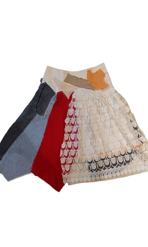 LEKAT DUA Orange Patchwork Skirt