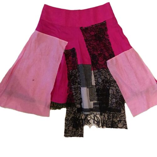LEKAT DUA Pink Patchwork Skirt (Big Size)