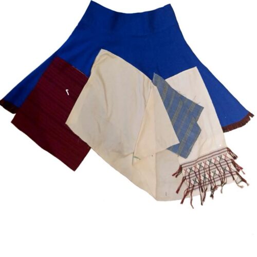 LEKAT DUA Blue Patchwork Skirt