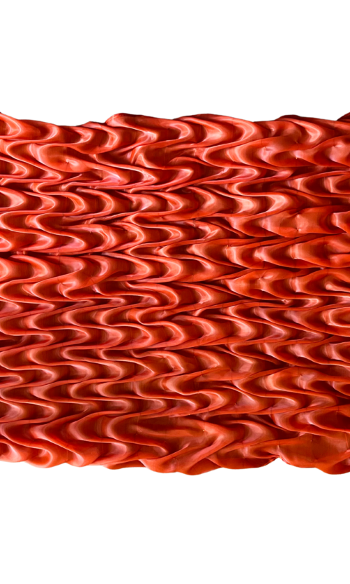 LEKAT Orange Ripple Pleated Wrap Skirt & Shawl
