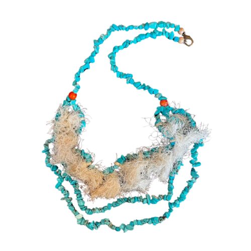 LEKAT Aqua Beaded Fringe Necklace