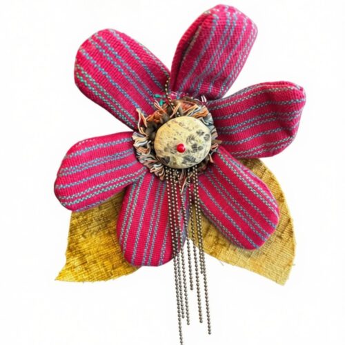 LEKAT Stripe Pattern Petal Brooch