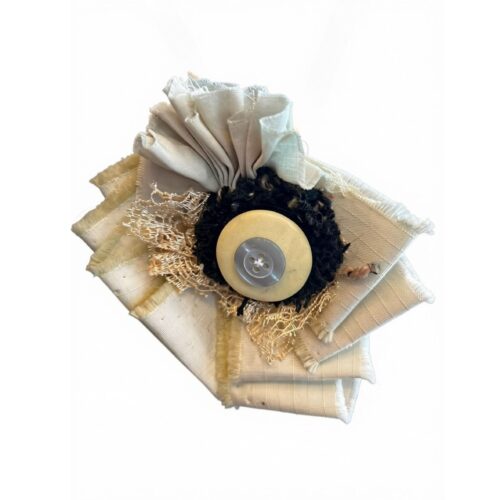 LEKAT Ivory-Greenish Pleated Brooch
