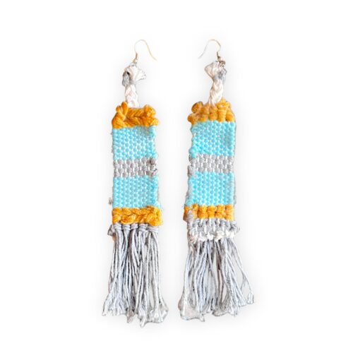 LEKAT Aqua Knit Tassel Earrings