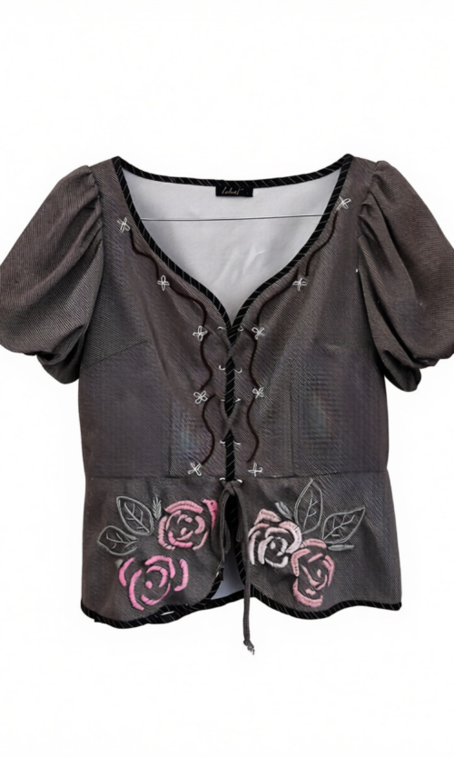 LEKAT Embroidered Puff-Sleeve Blouse