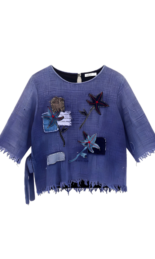 LEKAT Blue Patchwork Woven Top