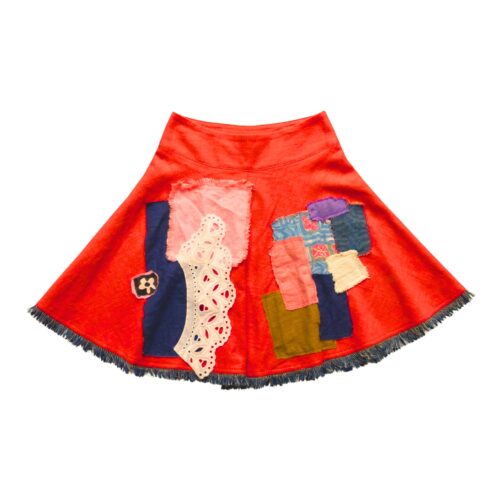 LEKAT DUA Orange Patchwork Skirt