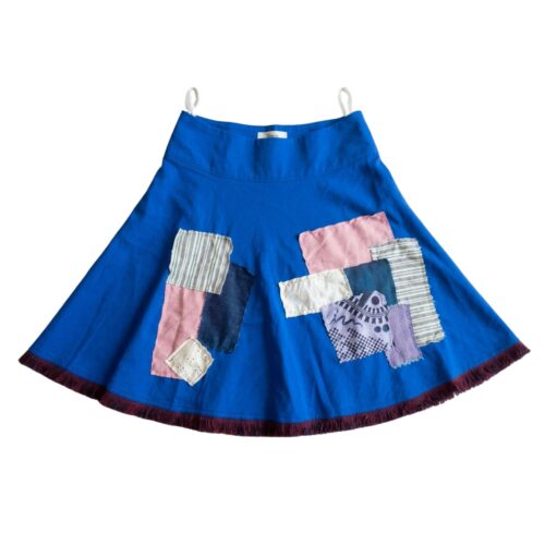 LEKAT DUA Blue Patchwork Skirt