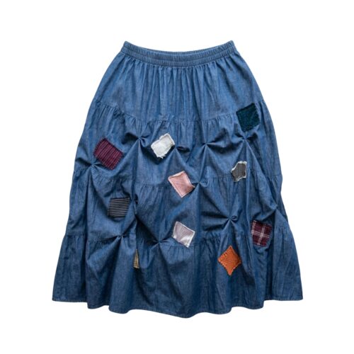 LEKAT DUA Denim Skirt With Patchwork