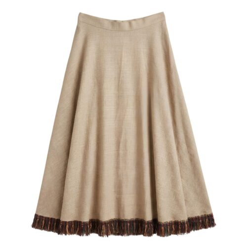 LEKAT Midi Beige Pleated Skirt