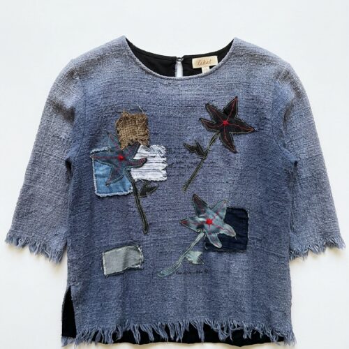 LEKAT AGEMAN Blue Patchwork Woven Top